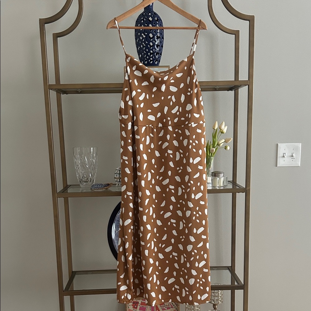 Brown and White Patterned Women's Dress